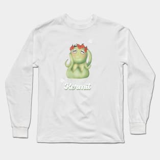 kermit the frog with flowercrown Long Sleeve T-Shirt